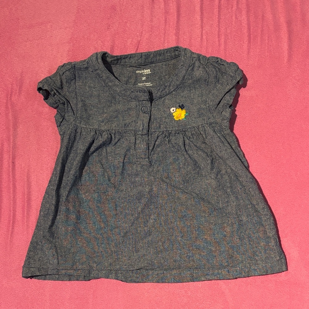 Carter's Denim Blue Kids Top with Yellow Floral Accent